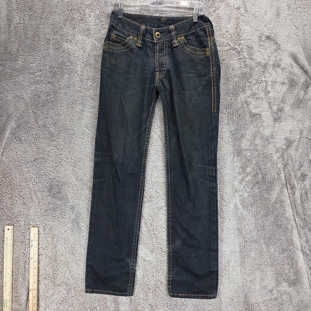 VTG Levis Jeans Womens Blue Dark Wash Indigo Engineered Button Fly Fits 28x30